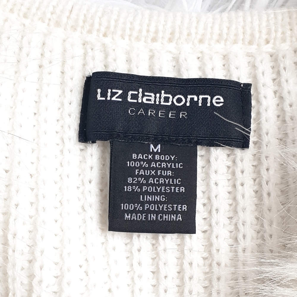 Liz Claiborne cream faux fur vest - Picture 5 of 6